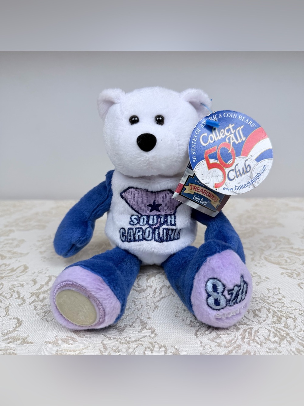 Vintage State Quarter South Carolina Plush Bear, 2000, Limited Treasures